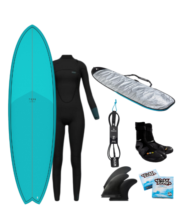 Fall/Spring Surf Pack Women – 6,10ft Surfboard + Wetsuit 4.5mm